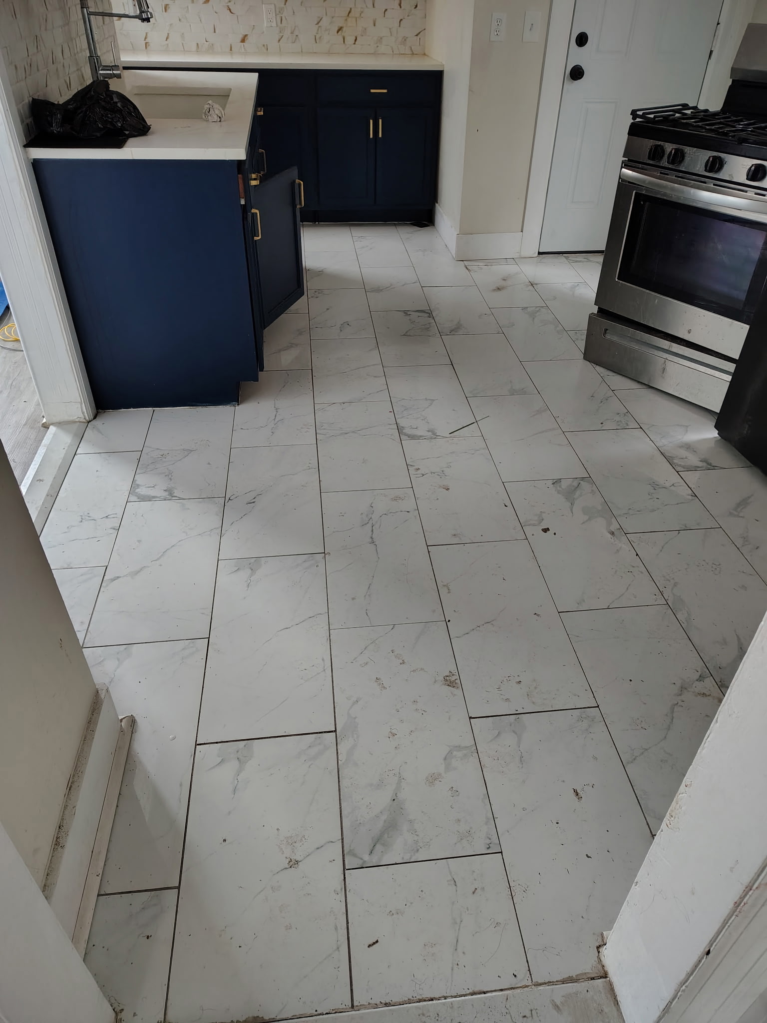 Newly installed kitchen flooring
